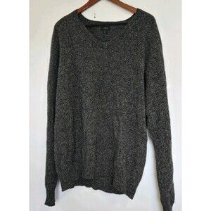 J Crew Sweater Mens Size XLT Grey 100% Merino Wool V Neck Pullover Casual